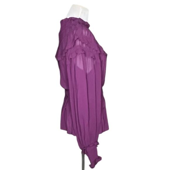 *NWOT Farm Rio Chiffon Ruffled Blouse in Bordeaux - Sz XS - Picture 9 of 11
